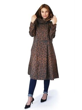 MYCRA PAC  Donatella Reversible Raincoat Leopard Long Mid Calf Length Size P-0